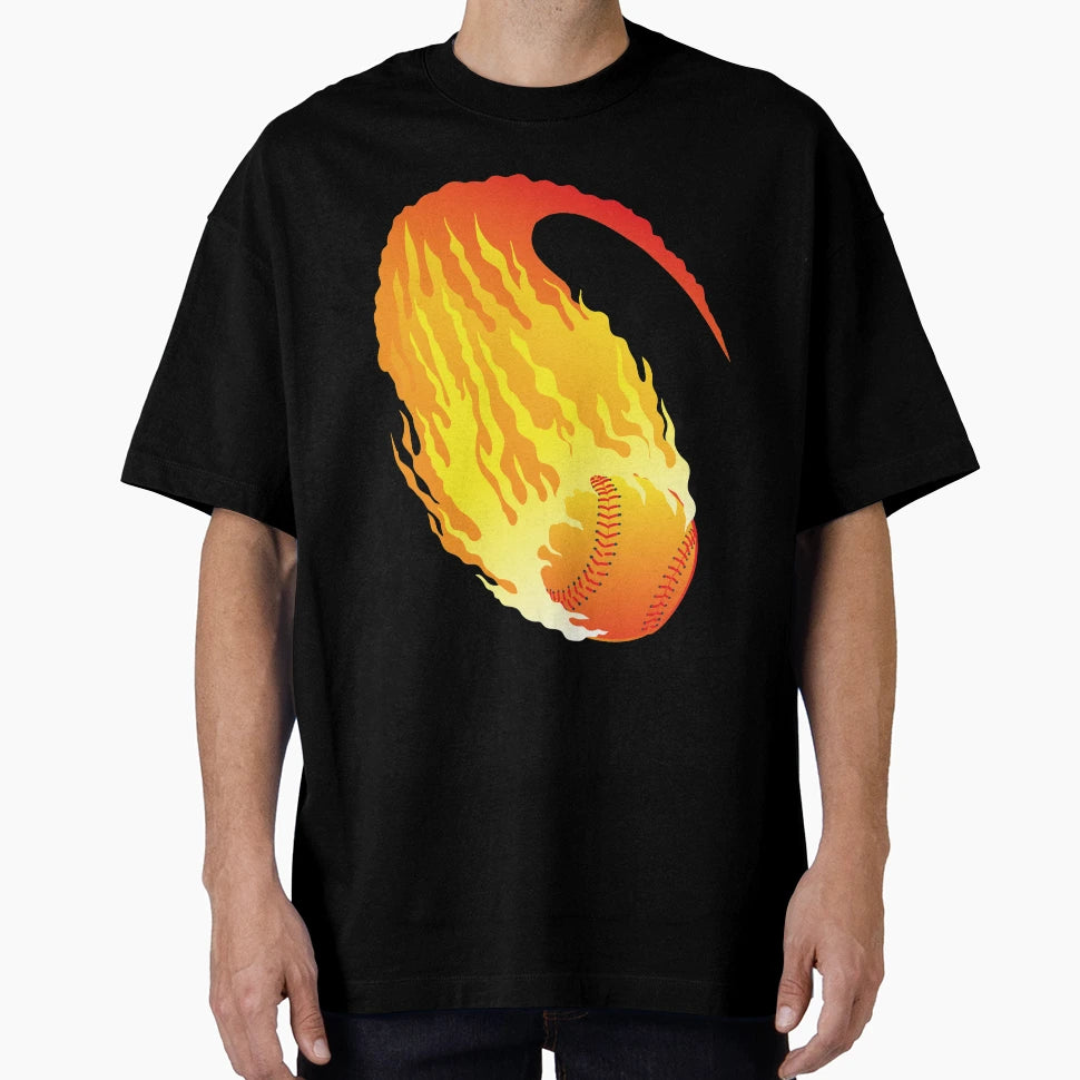 Baseball Fire Softball Fan T-Shirt - Custom Art Print Men Women - T-Shirt, Sweatshirt, Hoodie