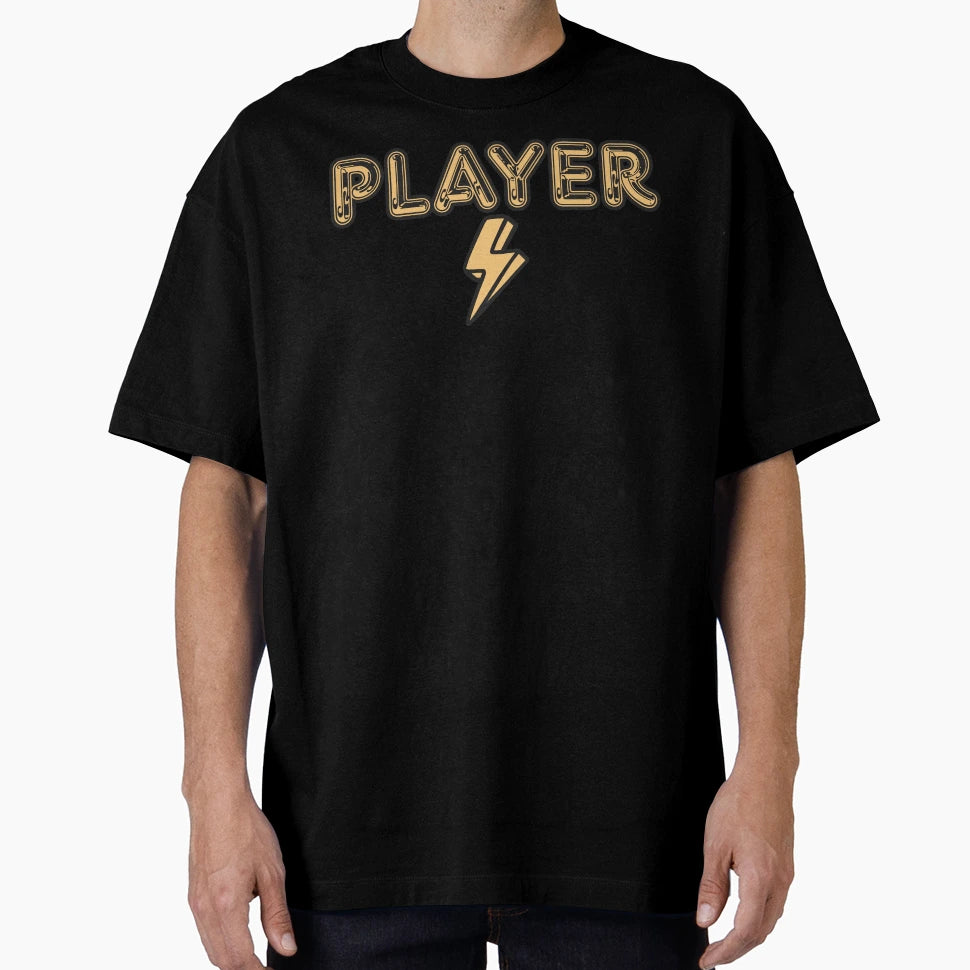 Player Lightning Bolt Black And Gold T-Shirt - Custom Art Print for Adults - T-Shirt, Sweatshirt, Hoodie