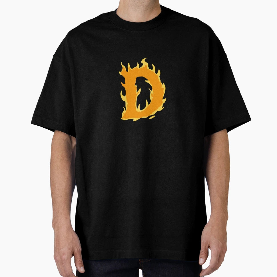 Fire Letter D Typography Flaming T-Shirt - Graphic Print for Adults - T-Shirt, Sweatshirt, Hoodie