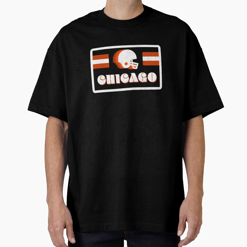 70S Old School Chicago Football T-Shirt - Custom Art Print Unisex - T-Shirt, Sweatshirt, Hoodie