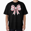 Baseball Stitch Pattern Bow T-Shirt - Trendy Graphic for Adults - T-Shirt, Sweatshirt, Hoodie