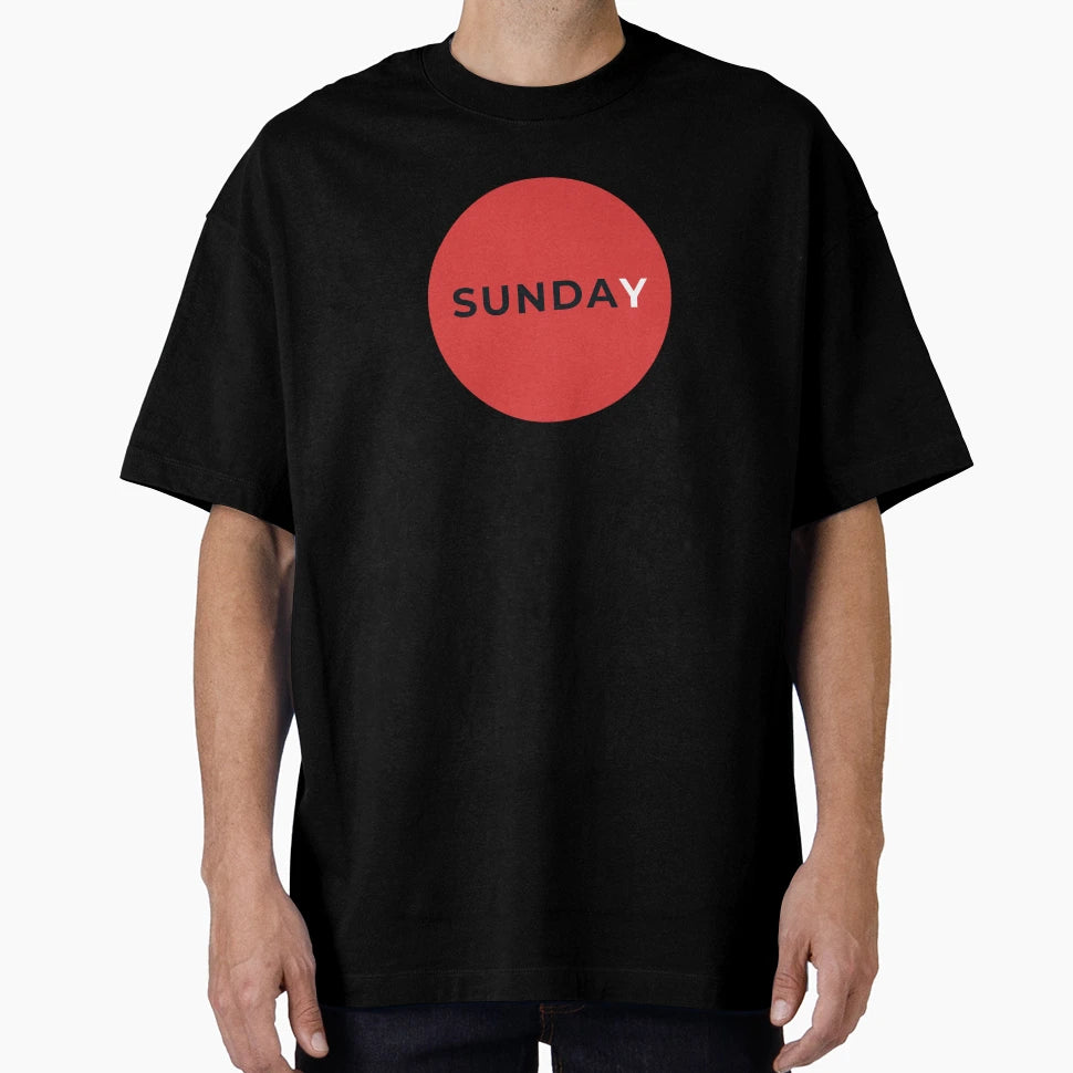 Red Circle Inscription Sunday T-Shirt - Trendy Graphic Men Women - T-Shirt, Sweatshirt, Hoodie