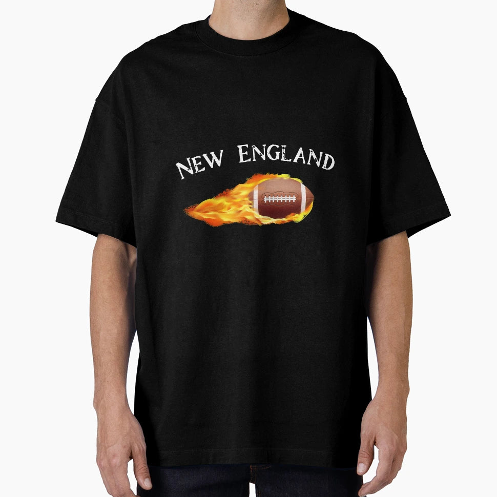 Football New England Ball Fire T-Shirt - Aesthetic Graphic Unisex - T-Shirt, Sweatshirt, Hoodie