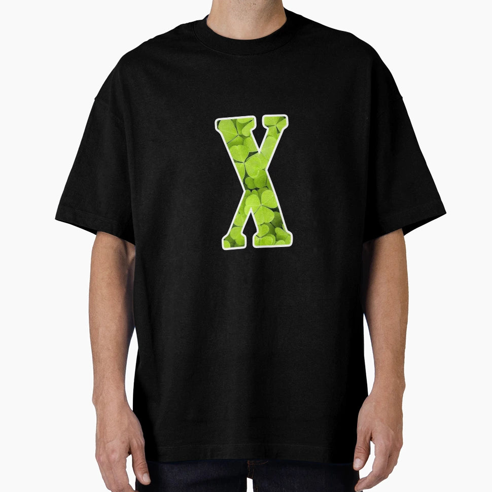 X Botanical Monogram Detailed Clovers T-Shirt - Unique Graphic for Adults - T-Shirt, Sweatshirt, Hoodie