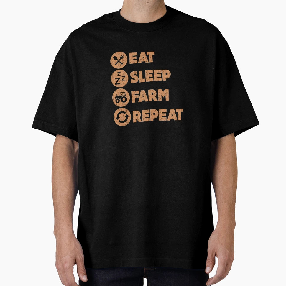 Funny Eat Sleep Farm Repeat T-Shirt - Unique Graphic Men Women - T-Shirt, Sweatshirt, Hoodie