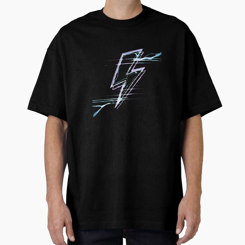 Neon Lightning Bolt Cyberpunk T-Shirt - Custom Art Print Men Women - T-Shirt, Sweatshirt, Hoodie