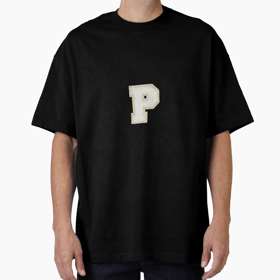 P Letter Patch T-Shirt - Novelty Apparel for Adults - T-Shirt, Sweatshirt, Hoodie