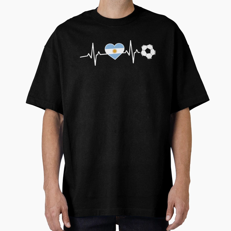 Argentina Football Heartbeat T-Shirt - Minimalist Print Men Women - T-Shirt, Sweatshirt, Hoodie