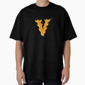 Fire Letter V Typography Flaming T-Shirt - Fun Novelty Design for Adults - T-Shirt, Sweatshirt, Hoodie