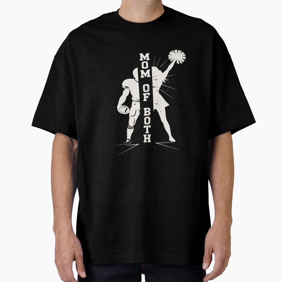 Mom Both Proud Football And Cheer Mom T-Shirt - Trendy Graphic Men Women - T-Shirt, Sweatshirt, Hoodie