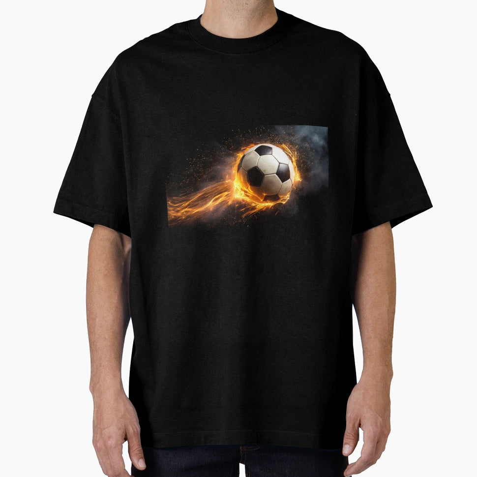 Soccer Ball Fire Effect And Sparks T-Shirt - Trendy Graphic Men Women - T-Shirt, Sweatshirt, Hoodie