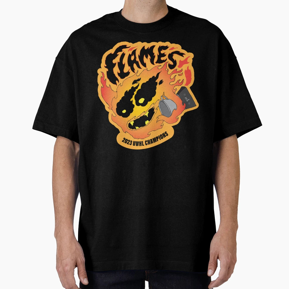 Flames 2023 Uwhl Champs T-Shirt - Trendy Graphic Unisex - T-Shirt, Sweatshirt, Hoodie