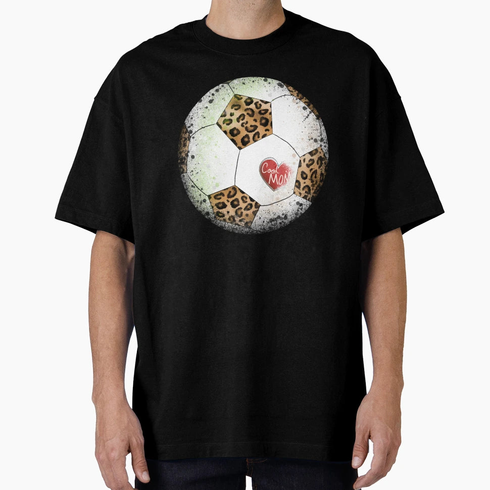 Mom Soccer Ball Leopard Mom Heart T-Shirt - Minimalist Print Unisex - T-Shirt, Sweatshirt, Hoodie