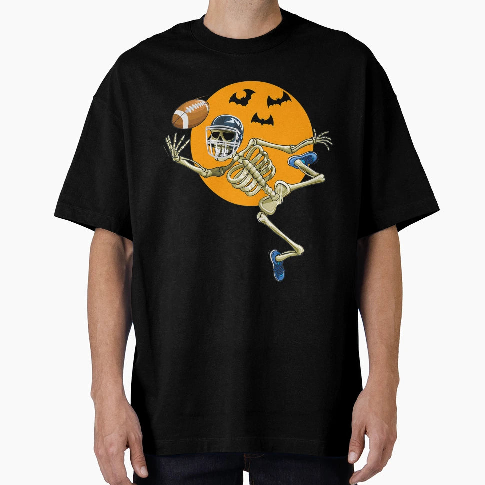 American Football Skeleton Halloween T-Shirt - Aesthetic Graphic Unisex - T-Shirt, Sweatshirt, Hoodie