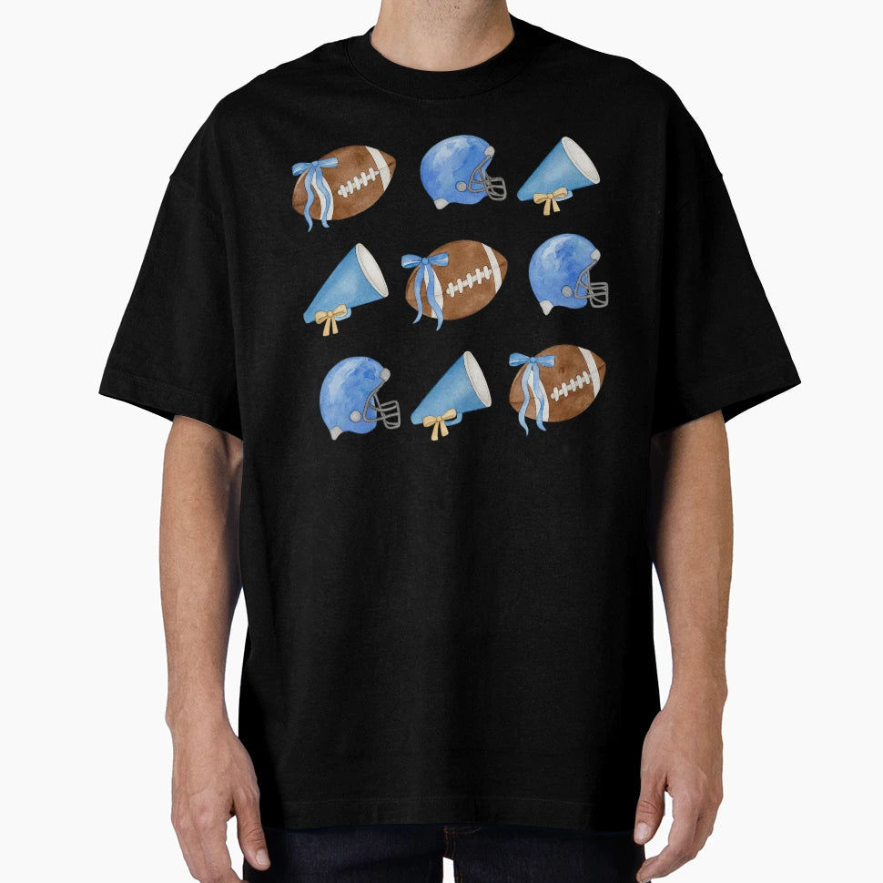 Blue Football And Cheerleading T-Shirt - Custom Art Print Men Women - T-Shirt, Sweatshirt, Hoodie