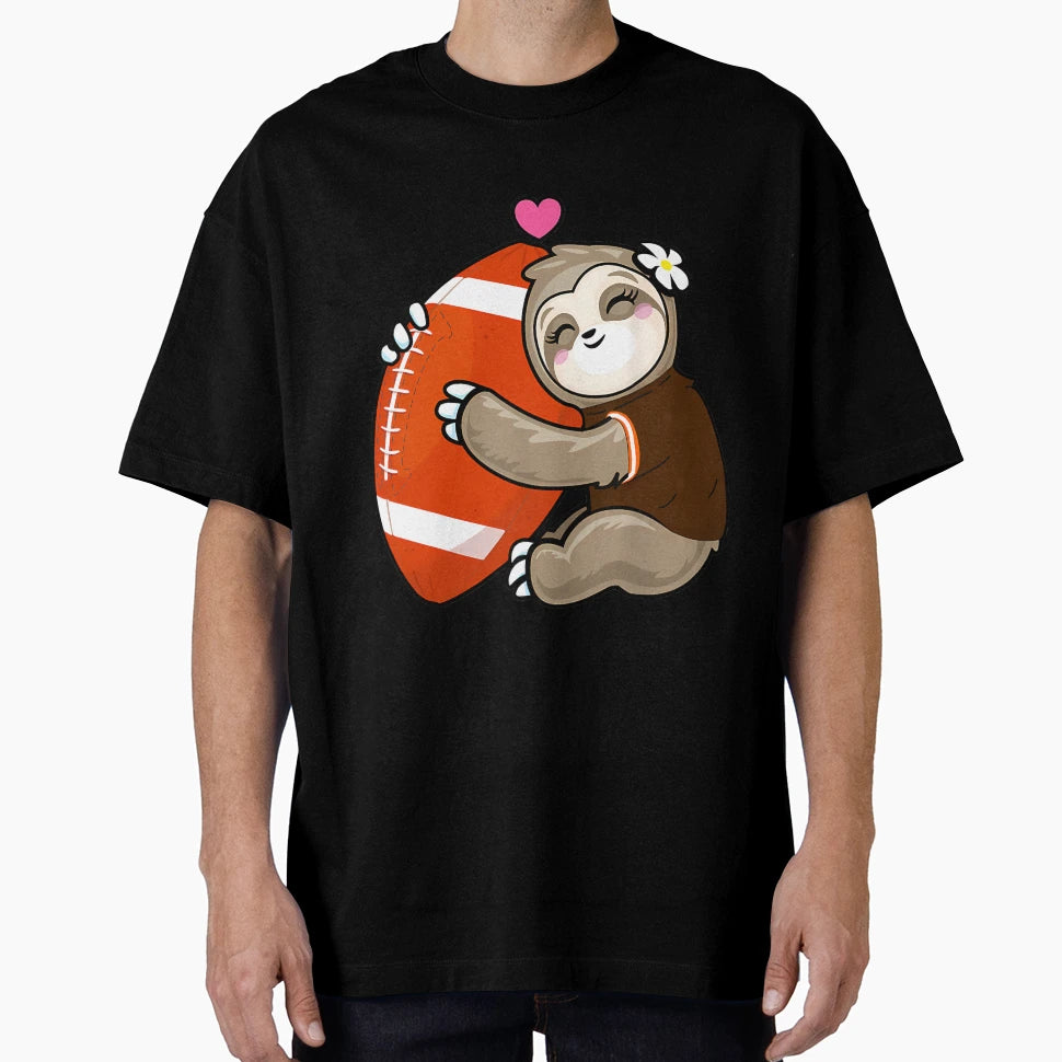 Football Sloth Love Cleveland T-Shirt - Aesthetic Graphic Men Women - T-Shirt, Sweatshirt, Hoodie