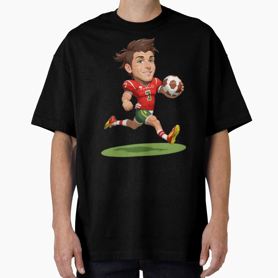 Football Player Cartoon T-Shirt - Trendy Graphic for Adults - T-Shirt, Sweatshirt, Hoodie