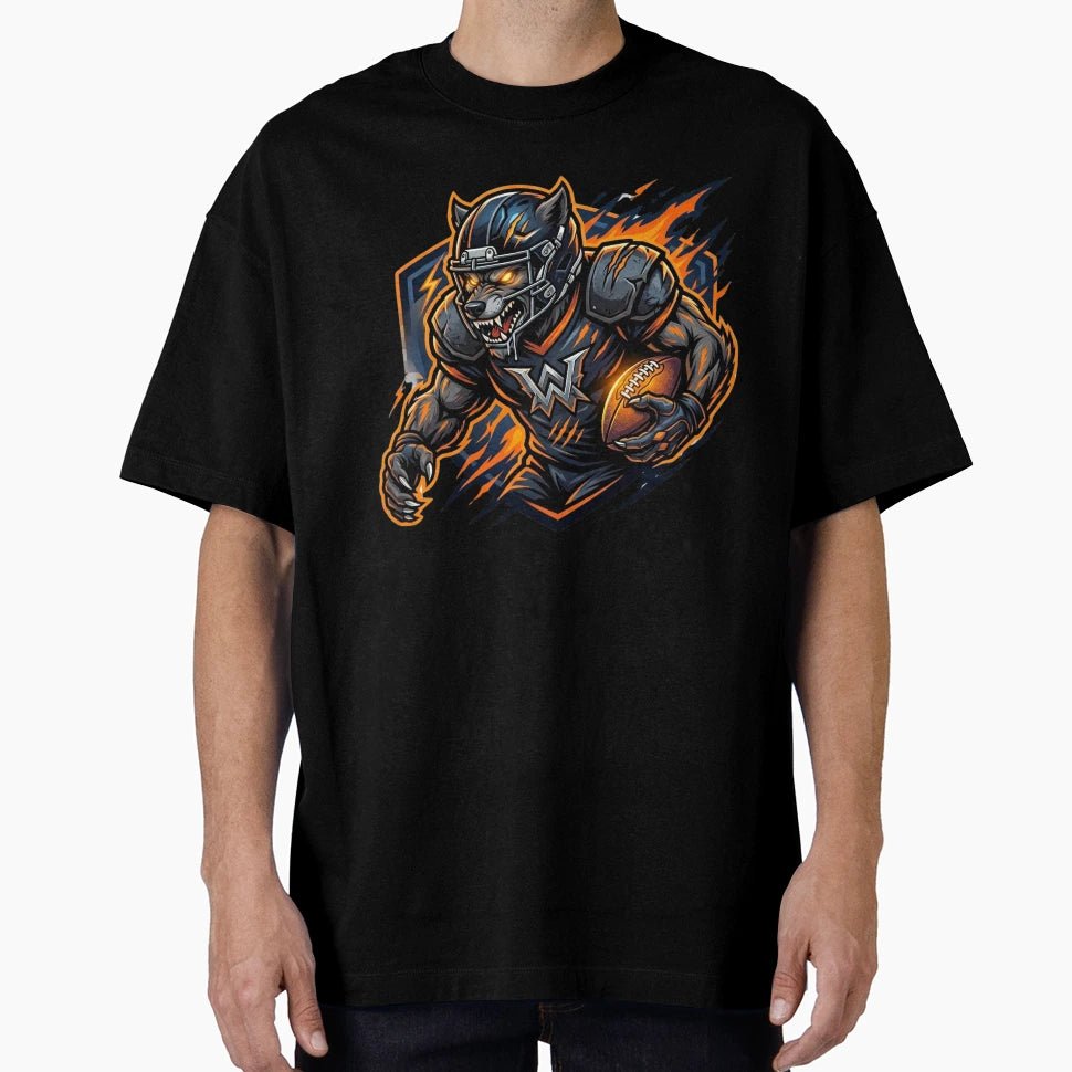 Savage Wolf Football Mascot Fierce T-Shirt - Streetwear Style Unisex - T-Shirt, Sweatshirt, Hoodie