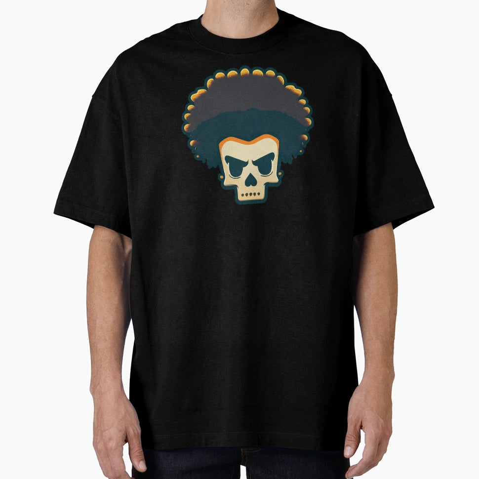 Skull Afro Hairstyle Ver 2 T-Shirt - Graphic Print for Adults - T-Shirt, Sweatshirt, Hoodie
