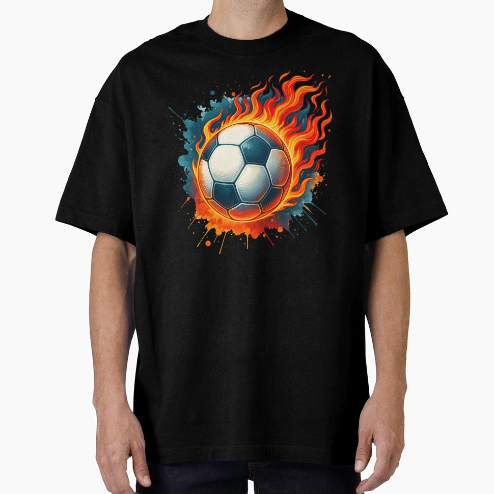 Fiery Soccer Ball Motion Paint T-Shirt - Fun Novelty Design Men Women - T-Shirt, Sweatshirt, Hoodie