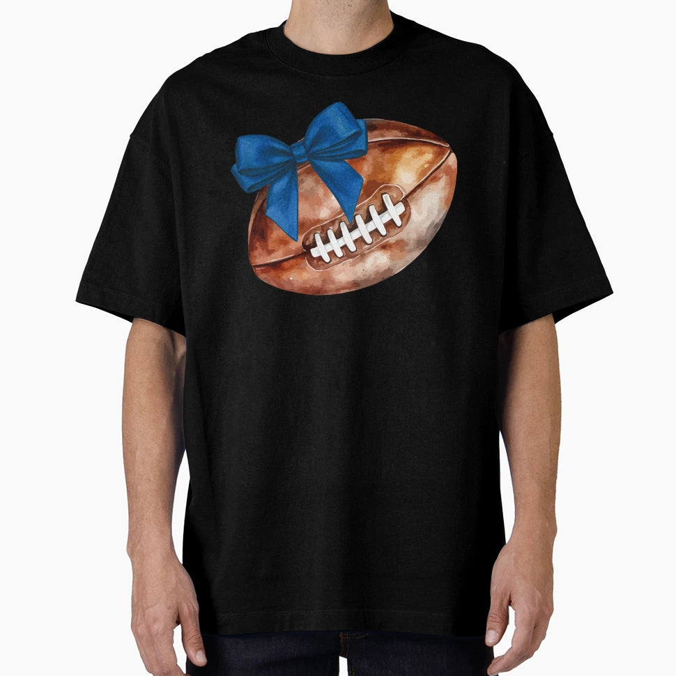 Football Mom Blue Coquette Bows Rugby T-Shirt - Streetwear Style Men Women - T-Shirt, Sweatshirt, Hoodie