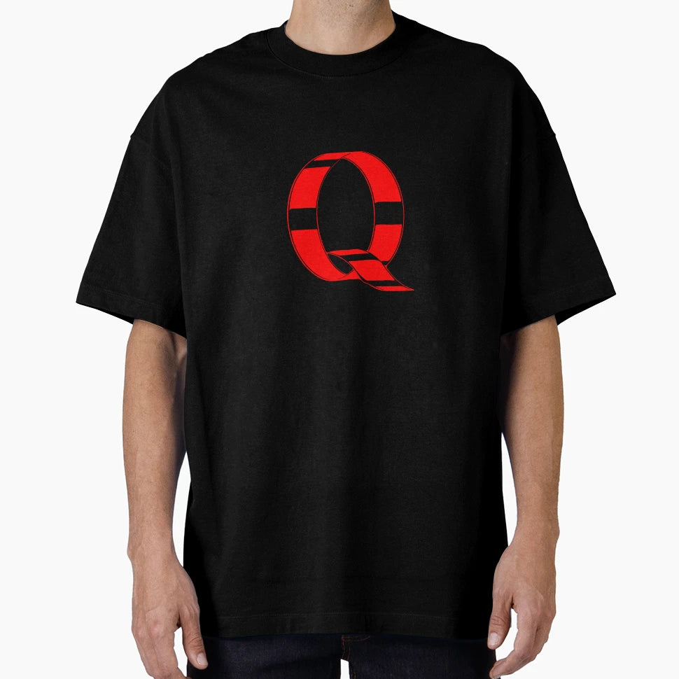 Letter Q Red Ribbon Monogram T-Shirt - Casual Everyday Wear Unisex - T-Shirt, Sweatshirt, Hoodie