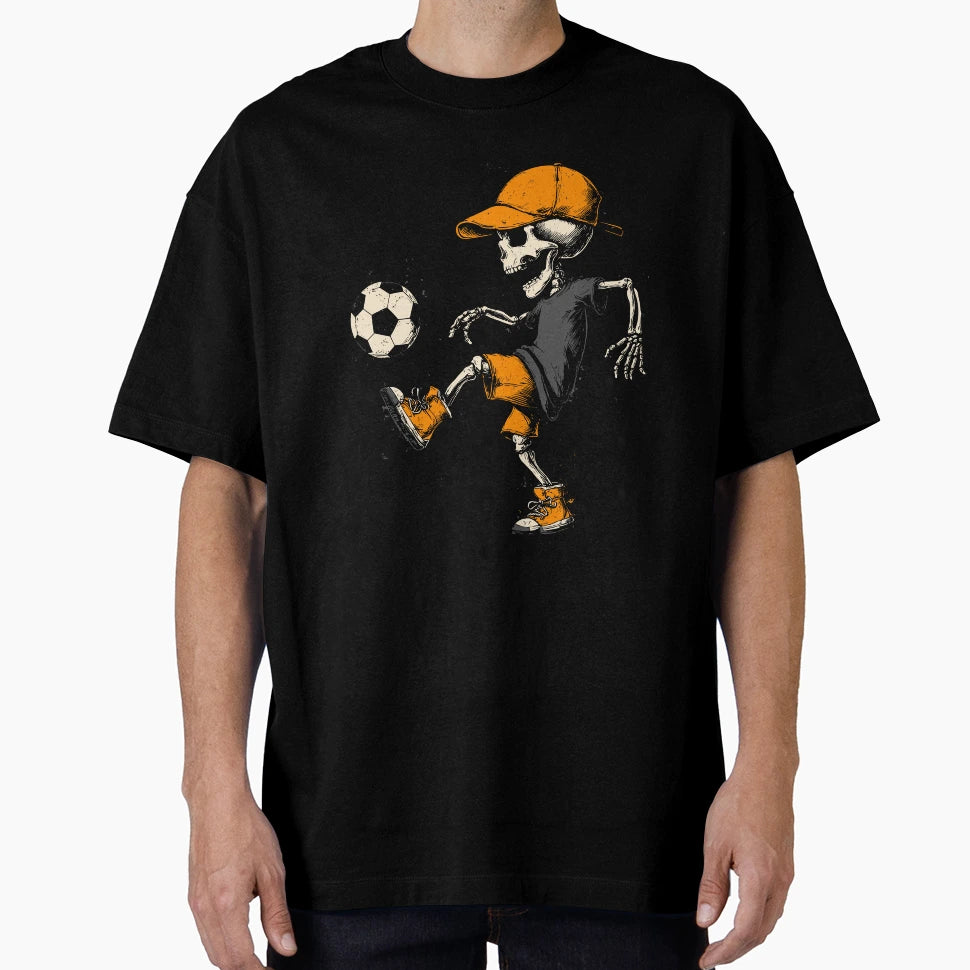 Skeleton Playing Soccer Halloween T-Shirt - Fun Novelty Design Unisex - T-Shirt, Sweatshirt, Hoodie