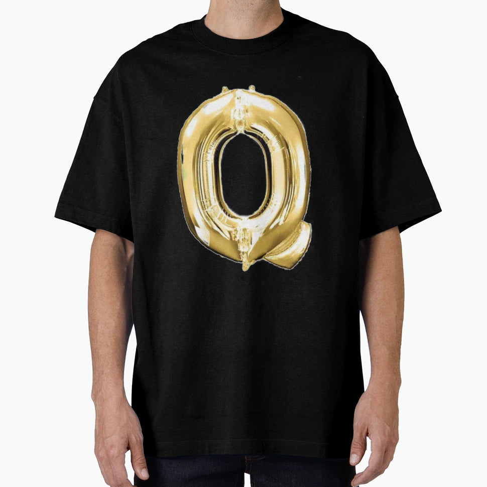 Gold Foil Mylar Balloon Letter Q T-Shirt - Graphic Print for Adults - T-Shirt, Sweatshirt, Hoodie