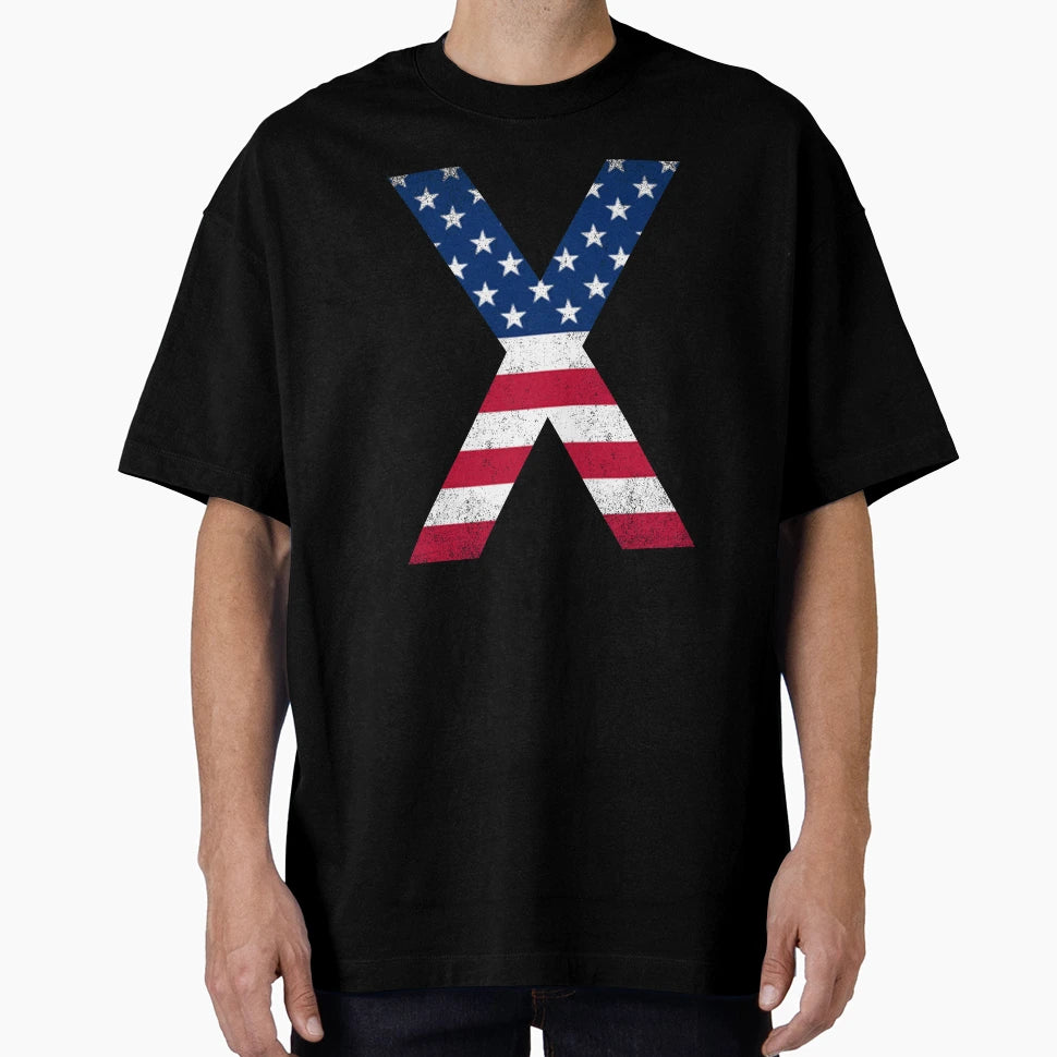 Letter X Capital Alphabet American T-Shirt - Aesthetic Graphic for Adults - T-Shirt, Sweatshirt, Hoodie