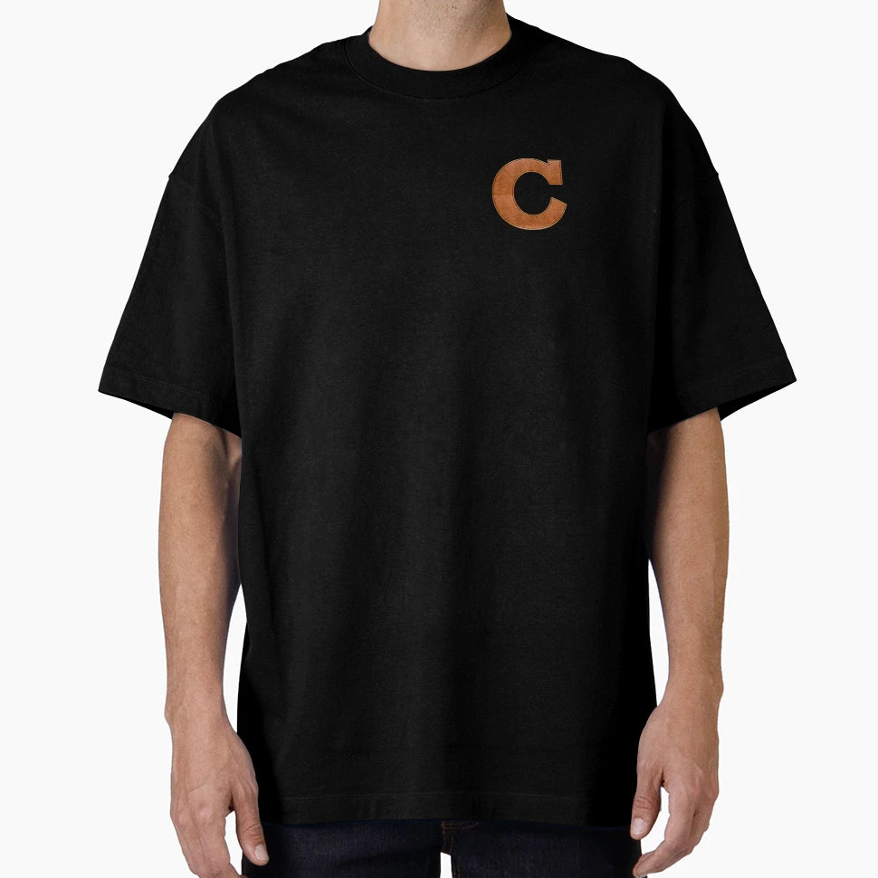 C Leather Varsity Letter Patches White T-Shirt - Graphic Print Unisex - T-Shirt, Sweatshirt, Hoodie