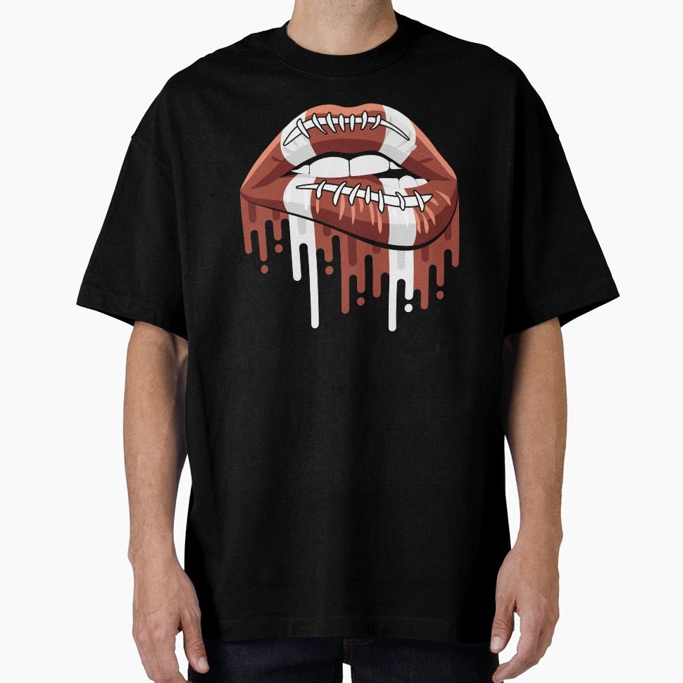 Football Lips Cheerleader Mom Big Game T-Shirt - Graphic Print for Adults - T-Shirt, Sweatshirt, Hoodie