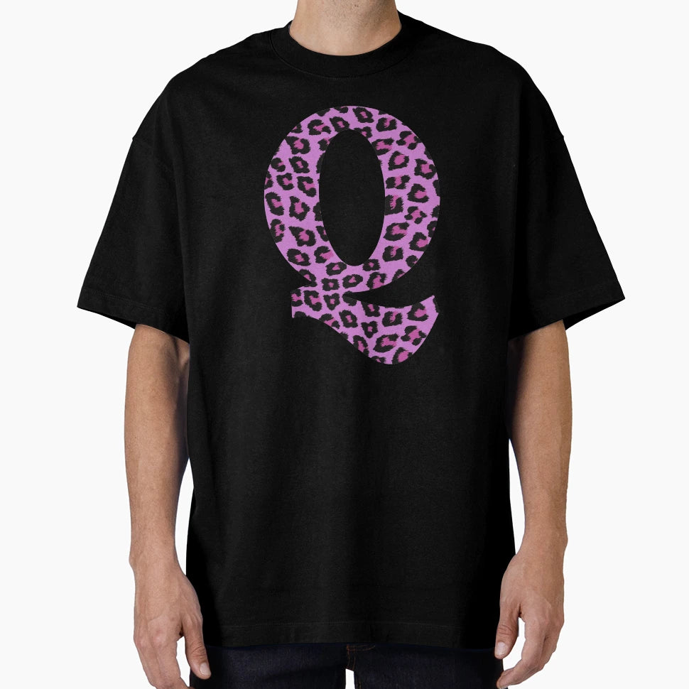 Purple Letter Q Leopard Cheetah Monogram T-Shirt - Minimalist Print Unisex - T-Shirt, Sweatshirt, Hoodie