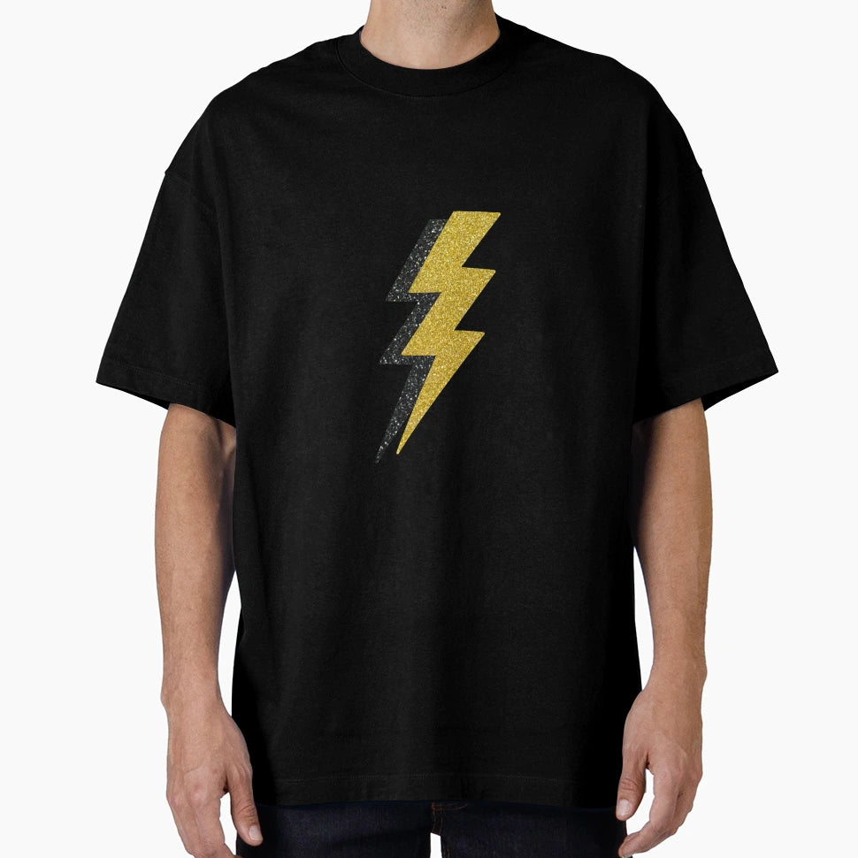 Gold And Black Glitter Lightning T-Shirt - Graphic Print for Adults - T-Shirt, Sweatshirt, Hoodie
