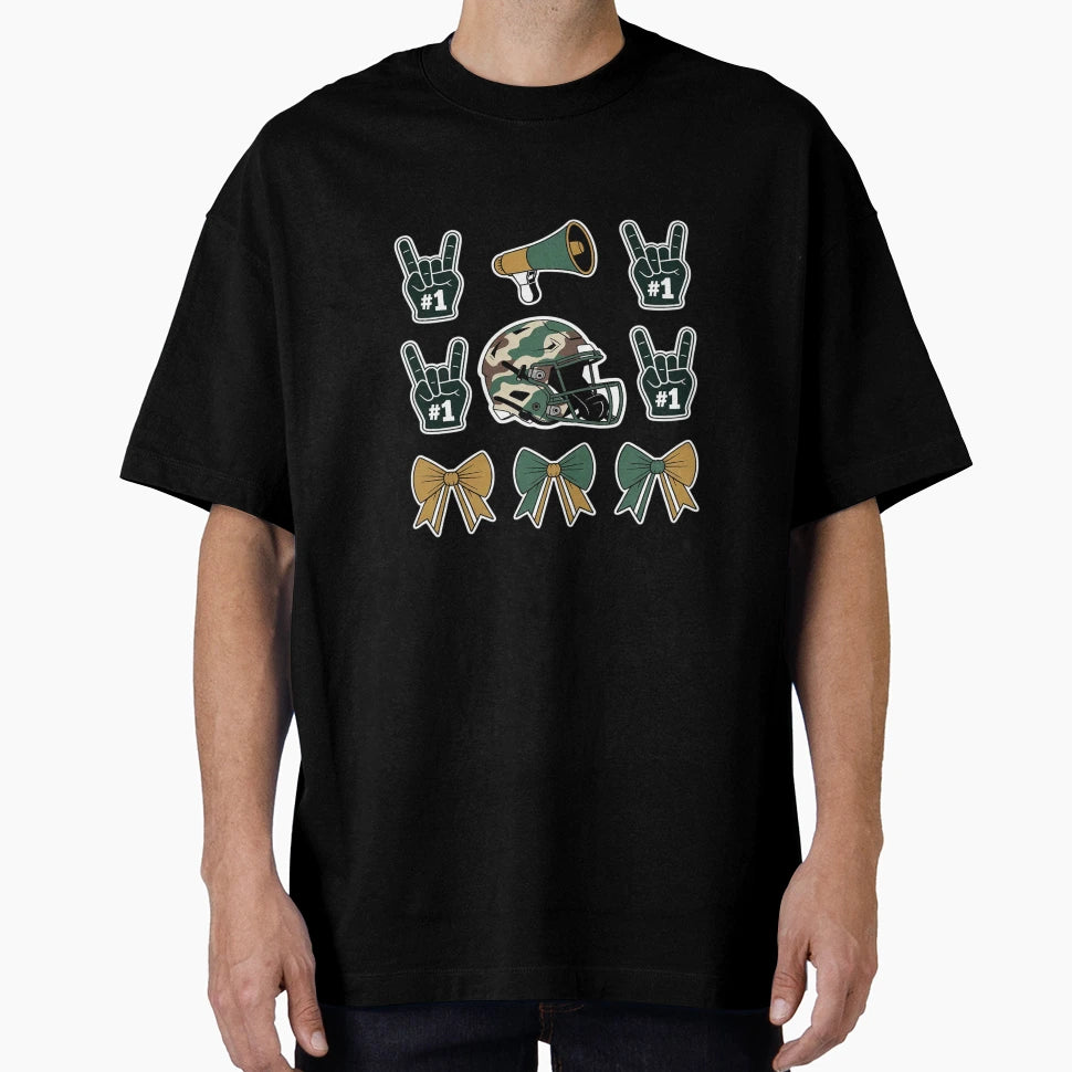 Camo Football Coquette Bow Football Mom T-Shirt - Trendy Graphic Unisex - T-Shirt, Sweatshirt, Hoodie