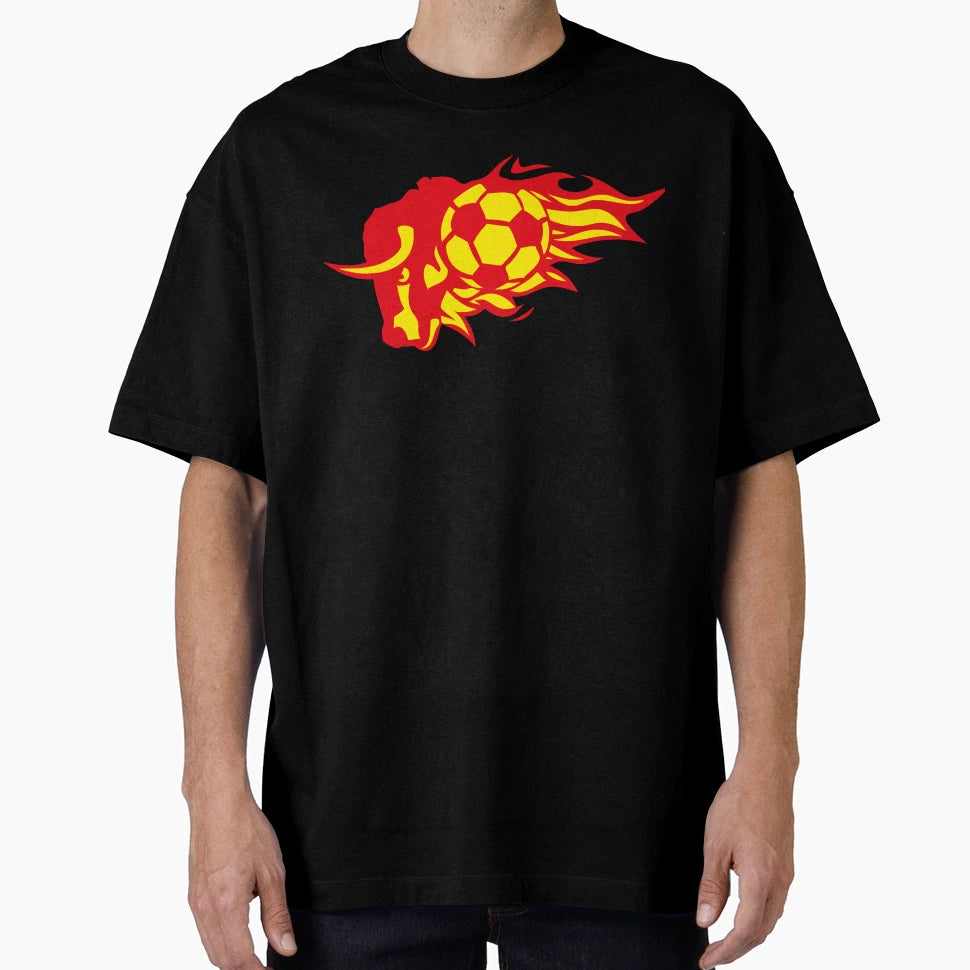 Football Bull Flame Logo Fire Animal T-Shirt - Novelty Apparel Men Women - T-Shirt, Sweatshirt, Hoodie
