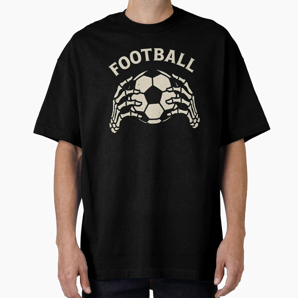 Football Skull Hands Holding Ball T-Shirt - Unique Graphic Unisex - T-Shirt, Sweatshirt, Hoodie