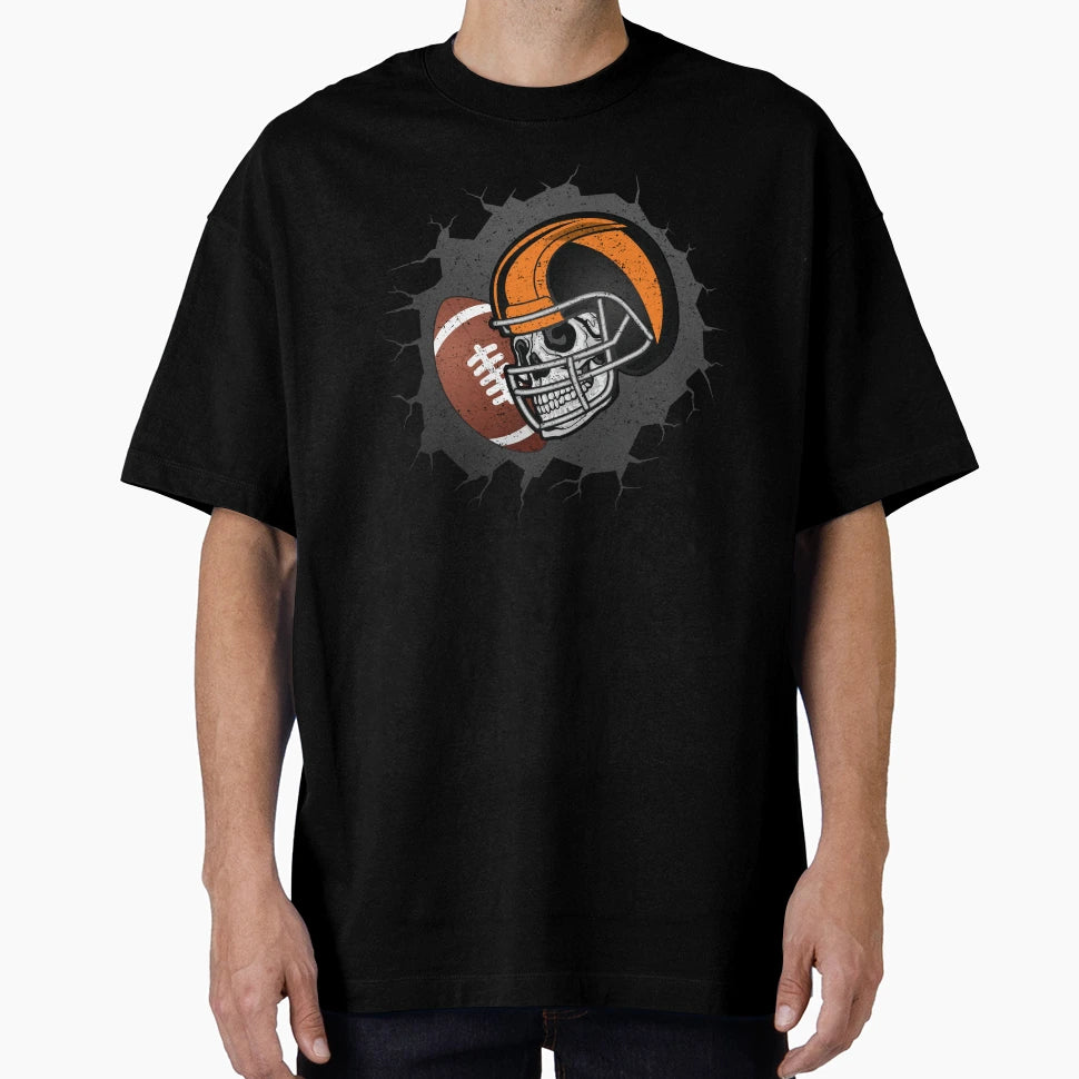 Halloween Fotball Skull American T-Shirt - Unique Graphic for Adults - T-Shirt, Sweatshirt, Hoodie