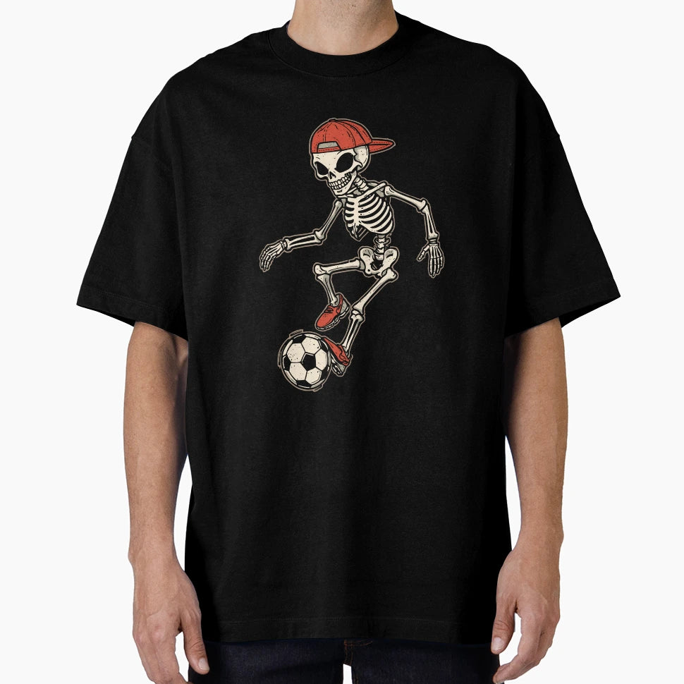 Skeleton Playing Soccer Halloween T-Shirt - Streetwear Style Unisex - T-Shirt, Sweatshirt, Hoodie