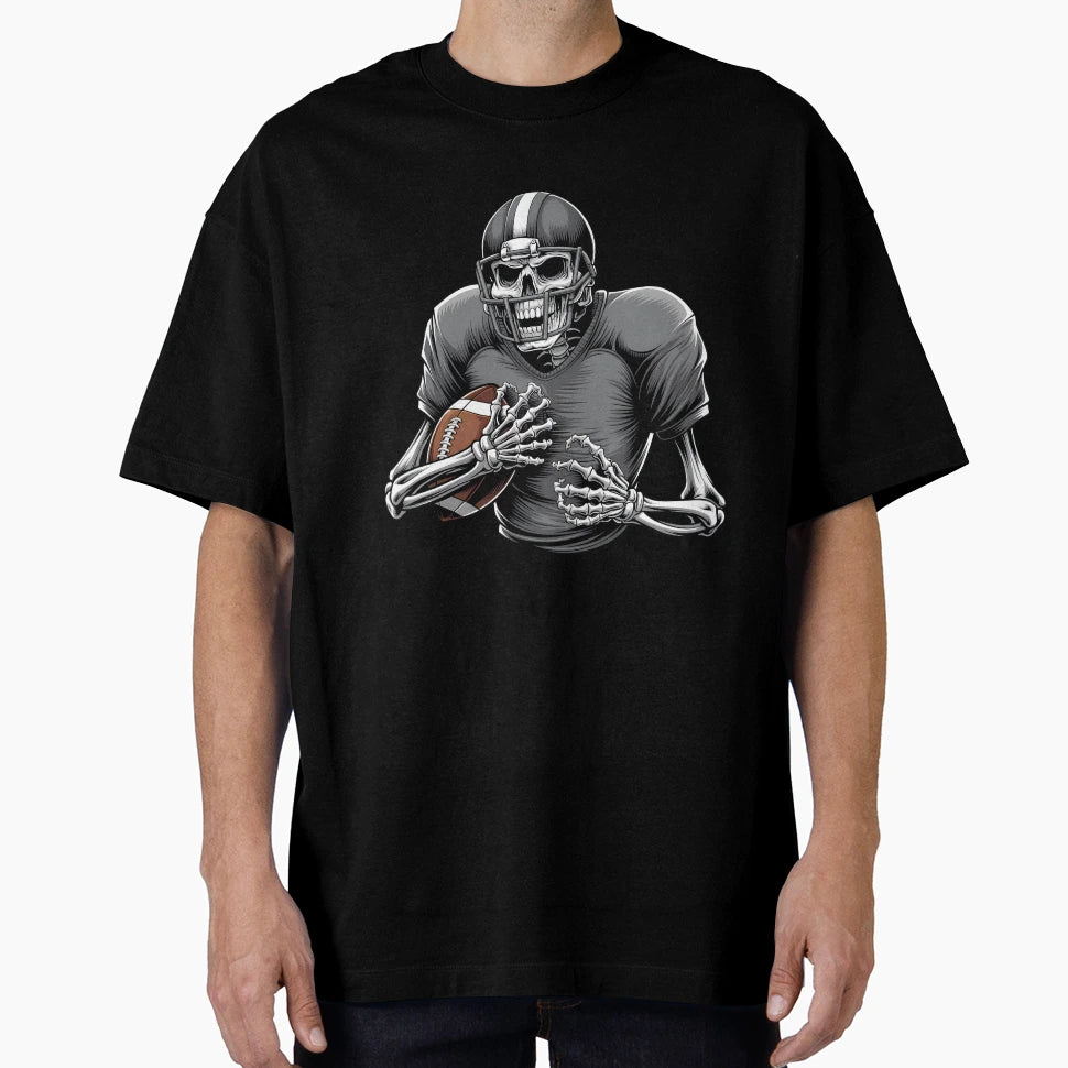 Spooky Halloween Skeleton Football Player T-Shirt - Unique Graphic Unisex - T-Shirt, Sweatshirt, Hoodie
