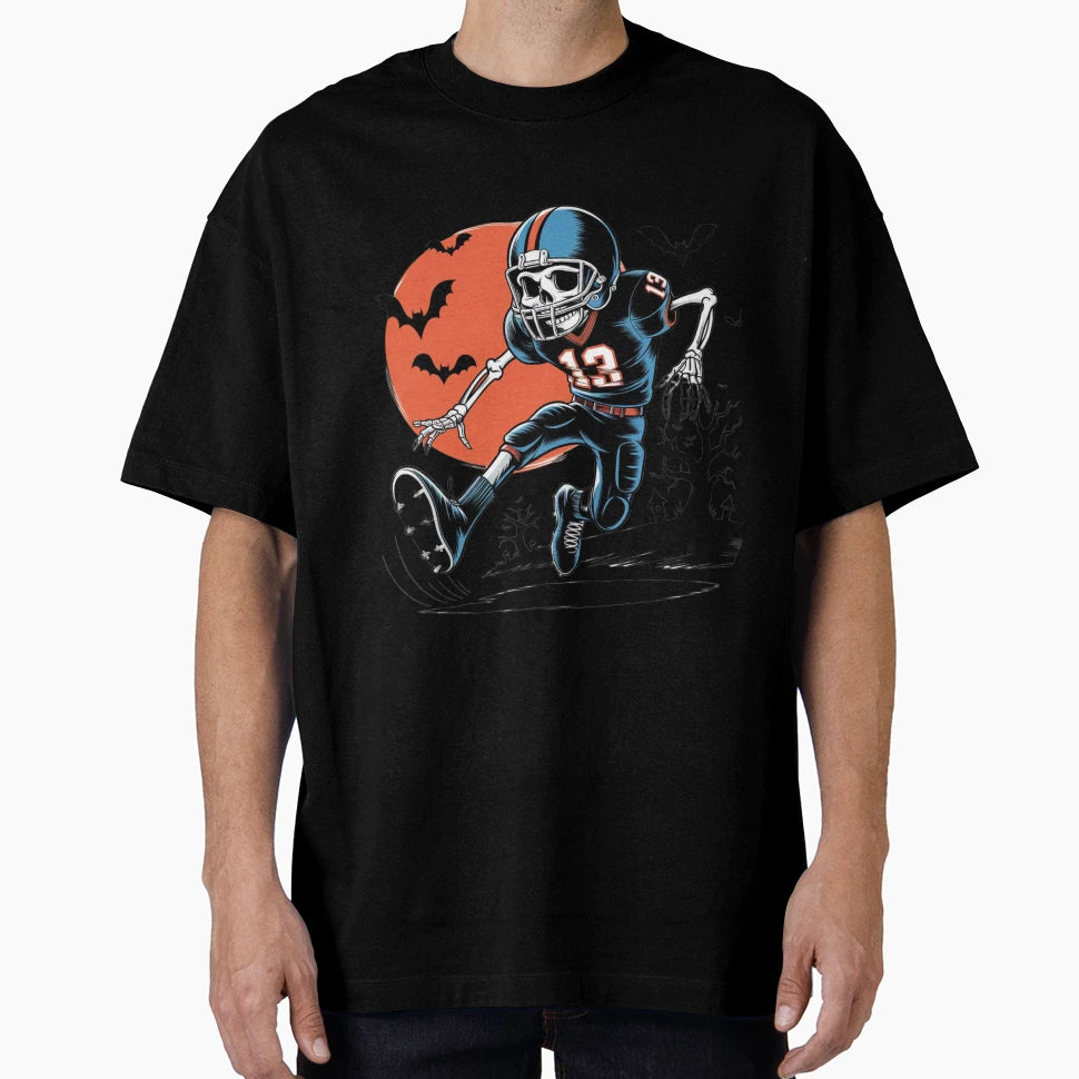 American Football Skeleton Halloween T-Shirt - Streetwear Style for Adults - T-Shirt, Sweatshirt, Hoodie
