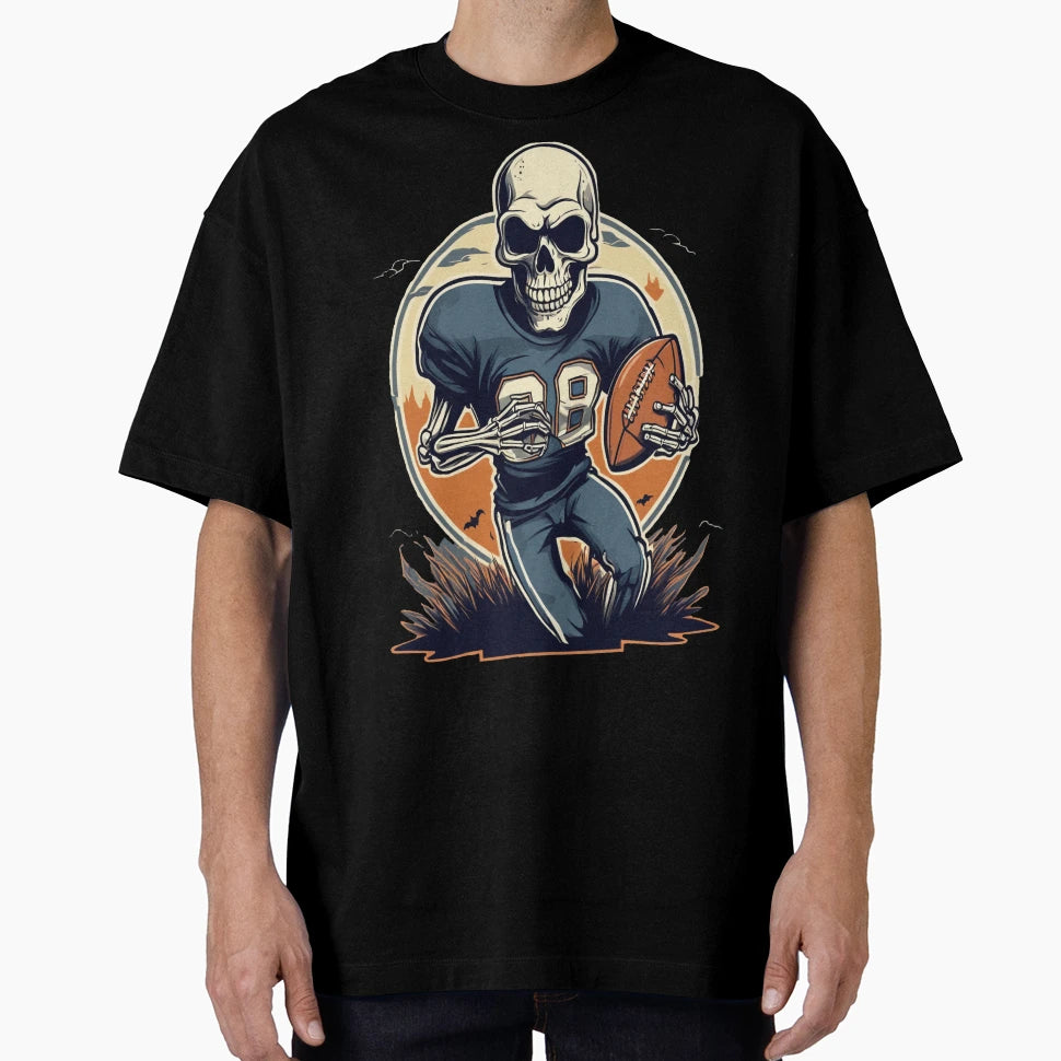 Halloween Skeleton Playing Football T-Shirt - Streetwear Style Men Women - T-Shirt, Sweatshirt, Hoodie