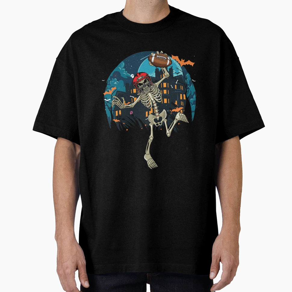 American Football Skeleton Halloween T-Shirt - Novelty Apparel Men Women - T-Shirt, Sweatshirt, Hoodie