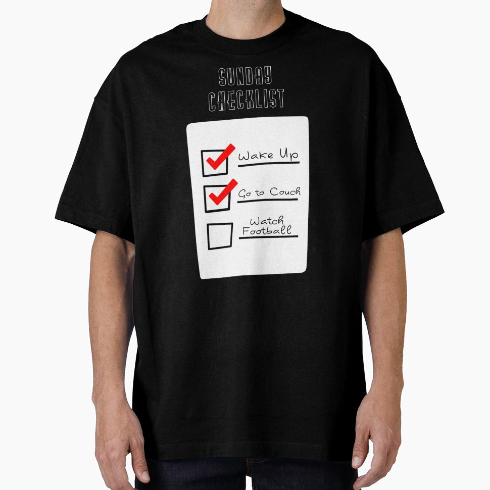 Football Sunday Checklist T-Shirt - Custom Art Print for Adults - T-Shirt, Sweatshirt, Hoodie