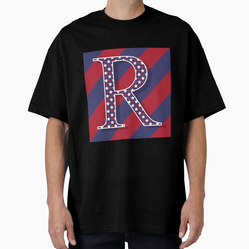 Letter R Americana Old Glory Red T-Shirt - Casual Everyday Wear Men Women - T-Shirt, Sweatshirt, Hoodie