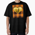 Abstract Warm Plaid Puff Gold Heart T-Shirt - Minimalist Print for Adults - T-Shirt, Sweatshirt, Hoodie