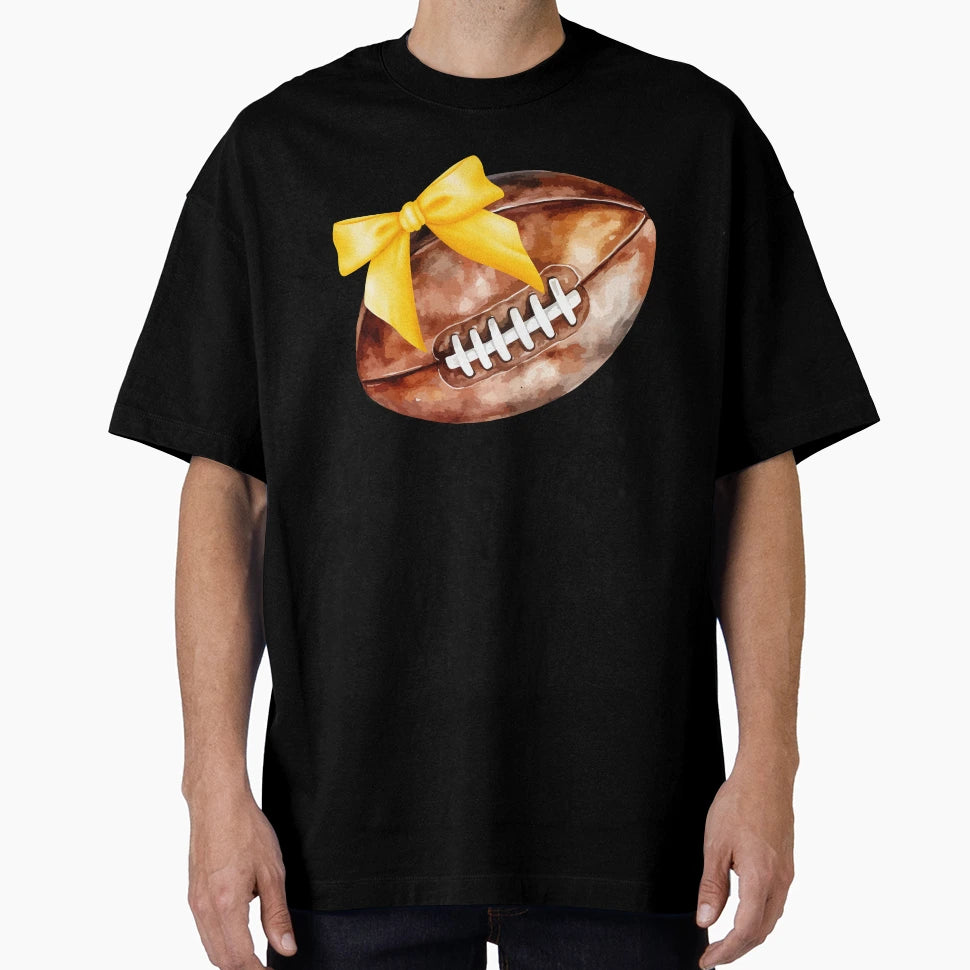 Football Mom Yellow Coquette Bows T-Shirt - Minimalist Print for Adults - T-Shirt, Sweatshirt, Hoodie