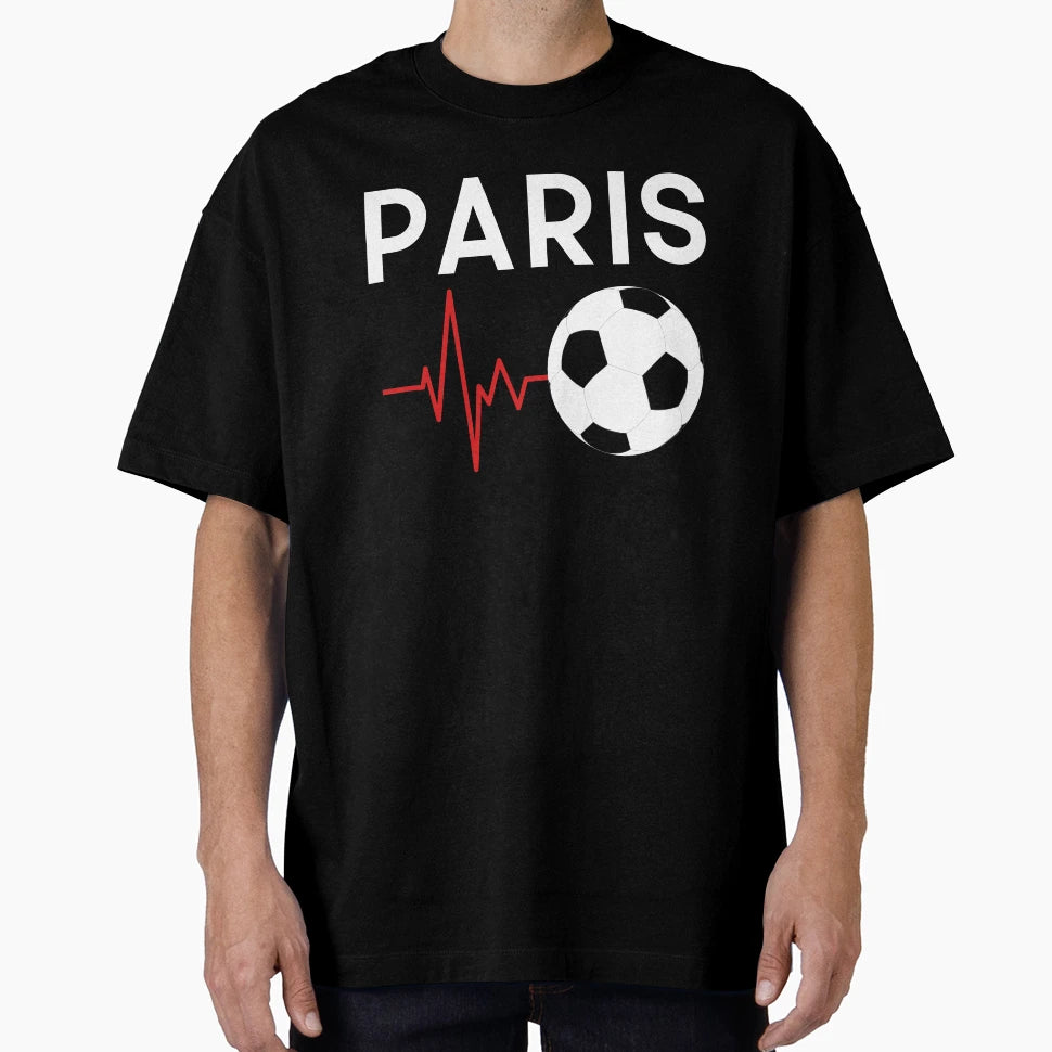 Paris Football Love Heart Beat Ekg T-Shirt - Streetwear Style for Adults - T-Shirt, Sweatshirt, Hoodie