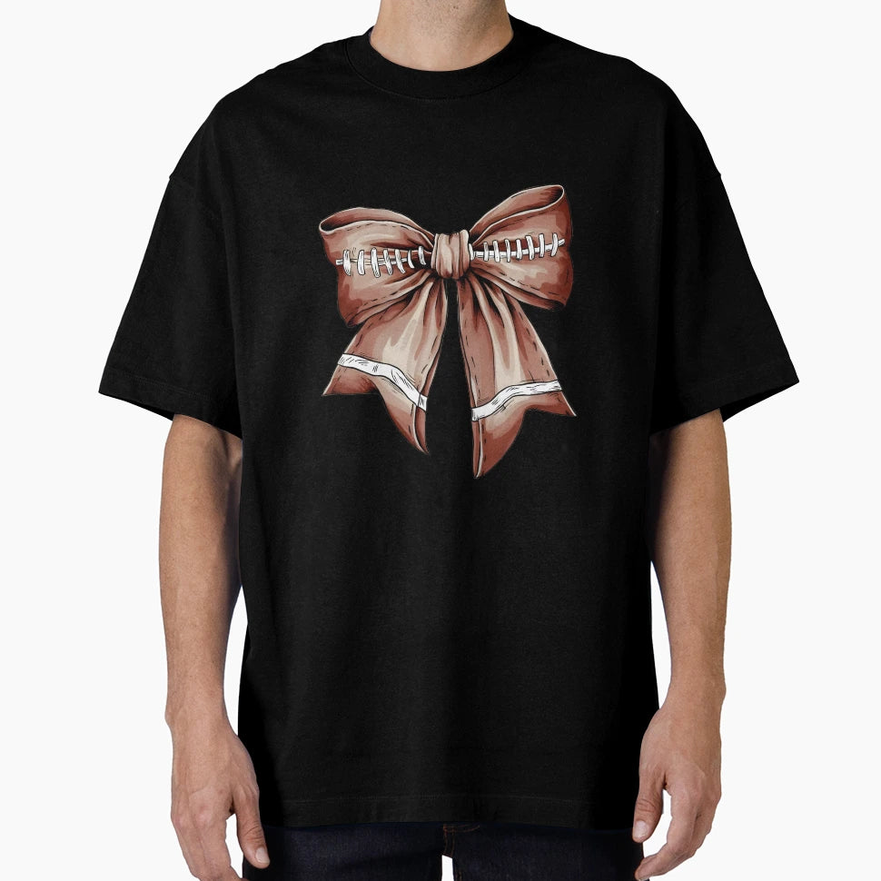 Rustic Football Inspired Bow T-Shirt - Custom Art Print Men Women - T-Shirt, Sweatshirt, Hoodie