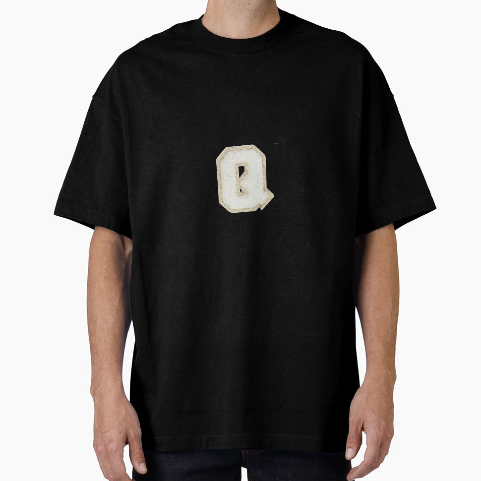 Q Letter Patch T-Shirt - Casual Everyday Wear Men Women - T-Shirt, Sweatshirt, Hoodie