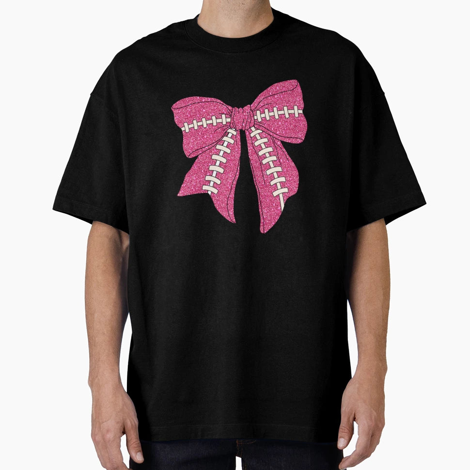 Glitter Football Bow T-Shirt - Streetwear Style for Adults - T-Shirt, Sweatshirt, Hoodie